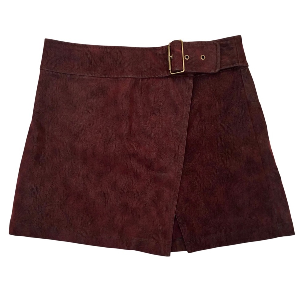 Free People Maroon Textured Faux Leather Miniskirt Size 6